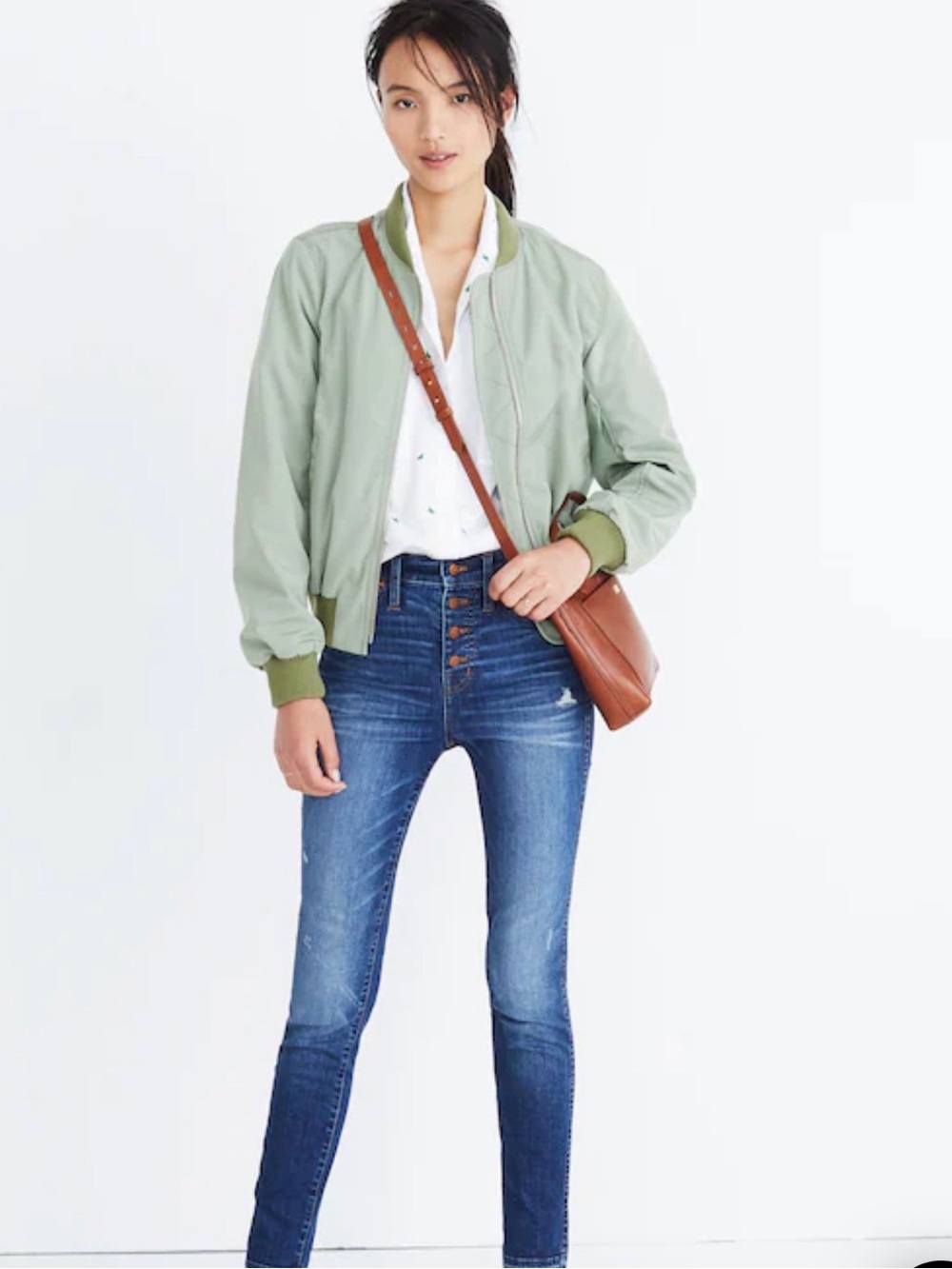 Madewell Sage Green Bomber Jacket